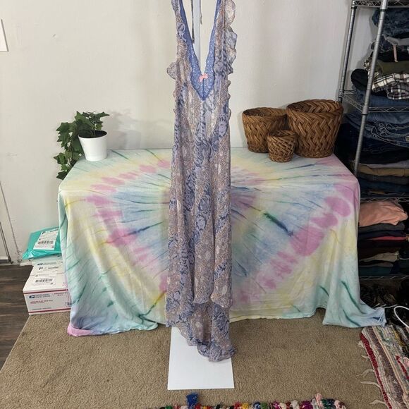 Victoria's Secret Purple Women's Chemise slip dress halter sheer intimates sexy - Picture 3 of 8